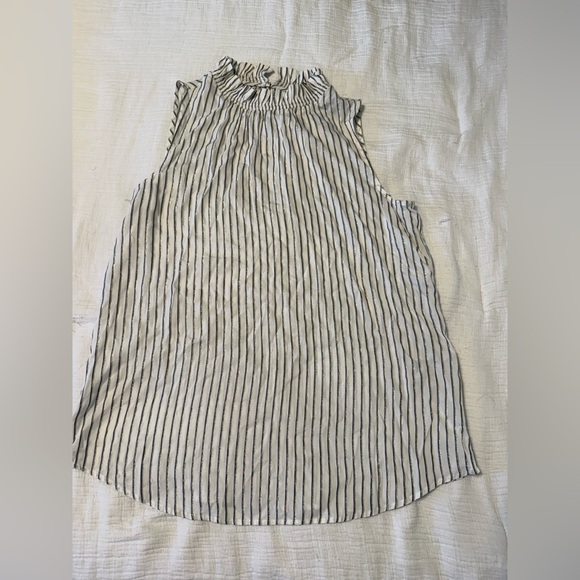 Banana Republic Striped Sleeveless Top - White and Gold - Picture 2 of 5